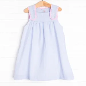 Charlotte Dress, Blue Seersucker