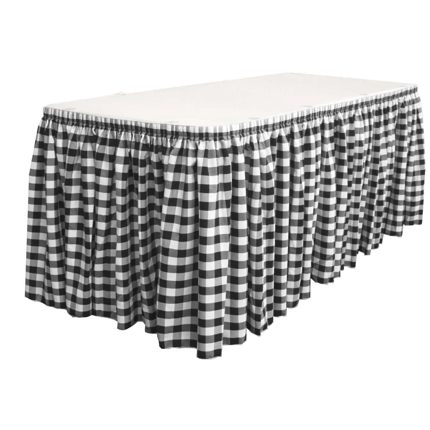 Checkered Table Skirt 17-Foot by 29-Inch Long with 10 L-Clips