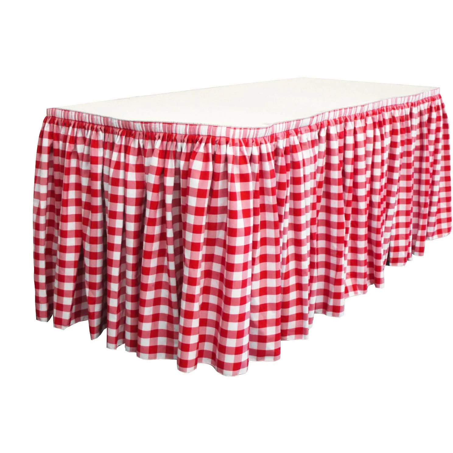 Checkered Table Skirt 17-Foot by 29-Inch Long with 10 L-Clips