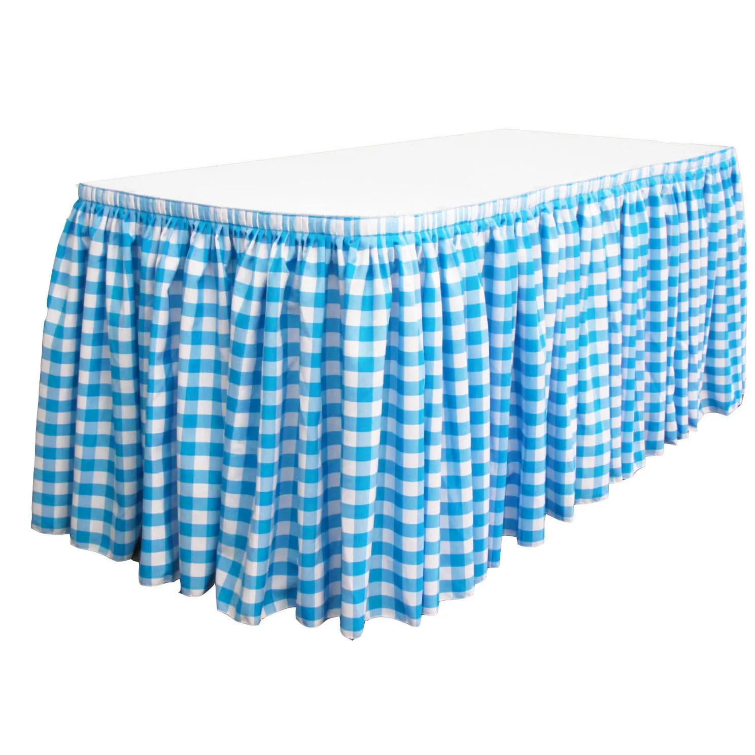 Checkered Table Skirt 17-Foot by 29-Inch Long with 10 L-Clips
