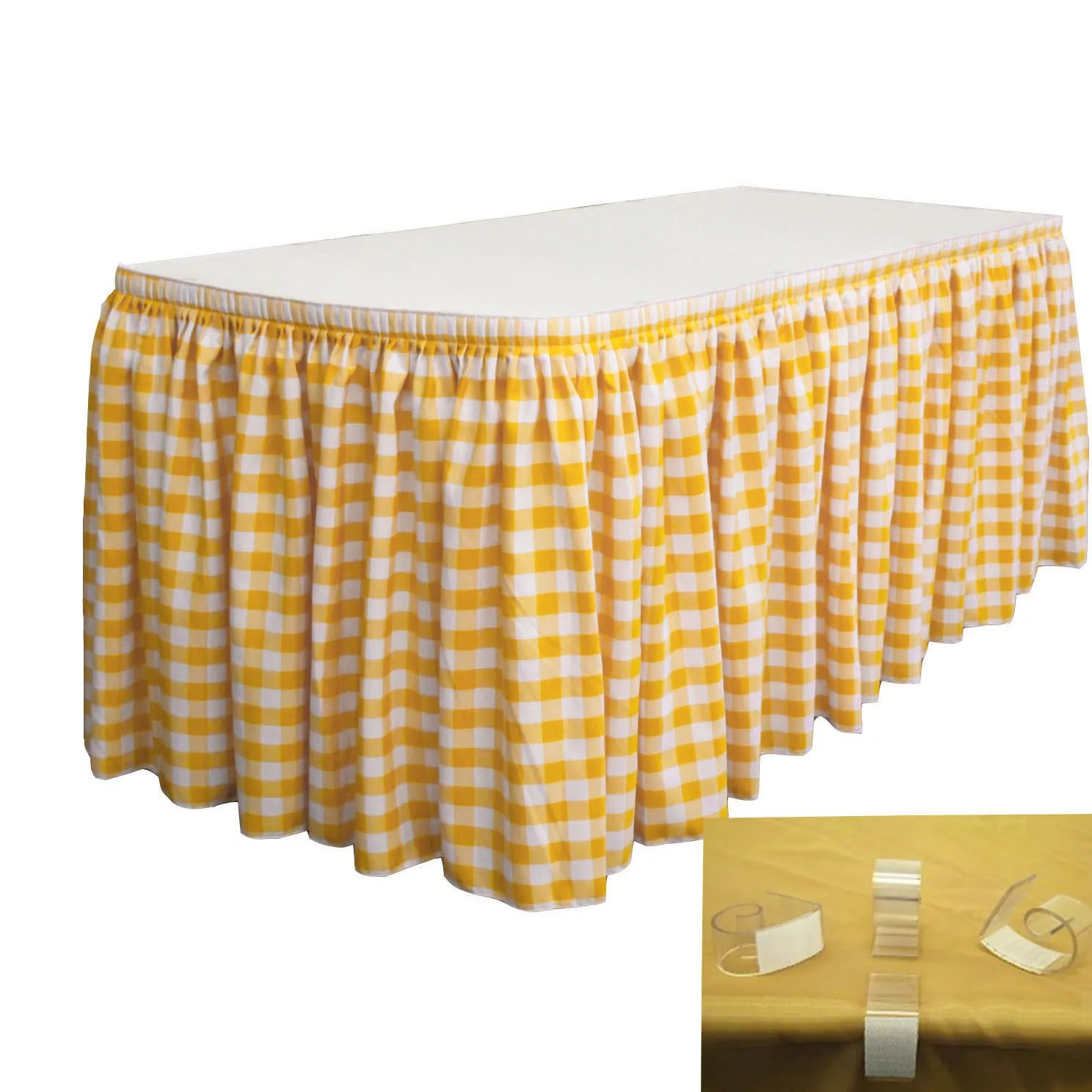 Checkered Table Skirt 17-Foot by 29-Inch Long with 10 L-Clips
