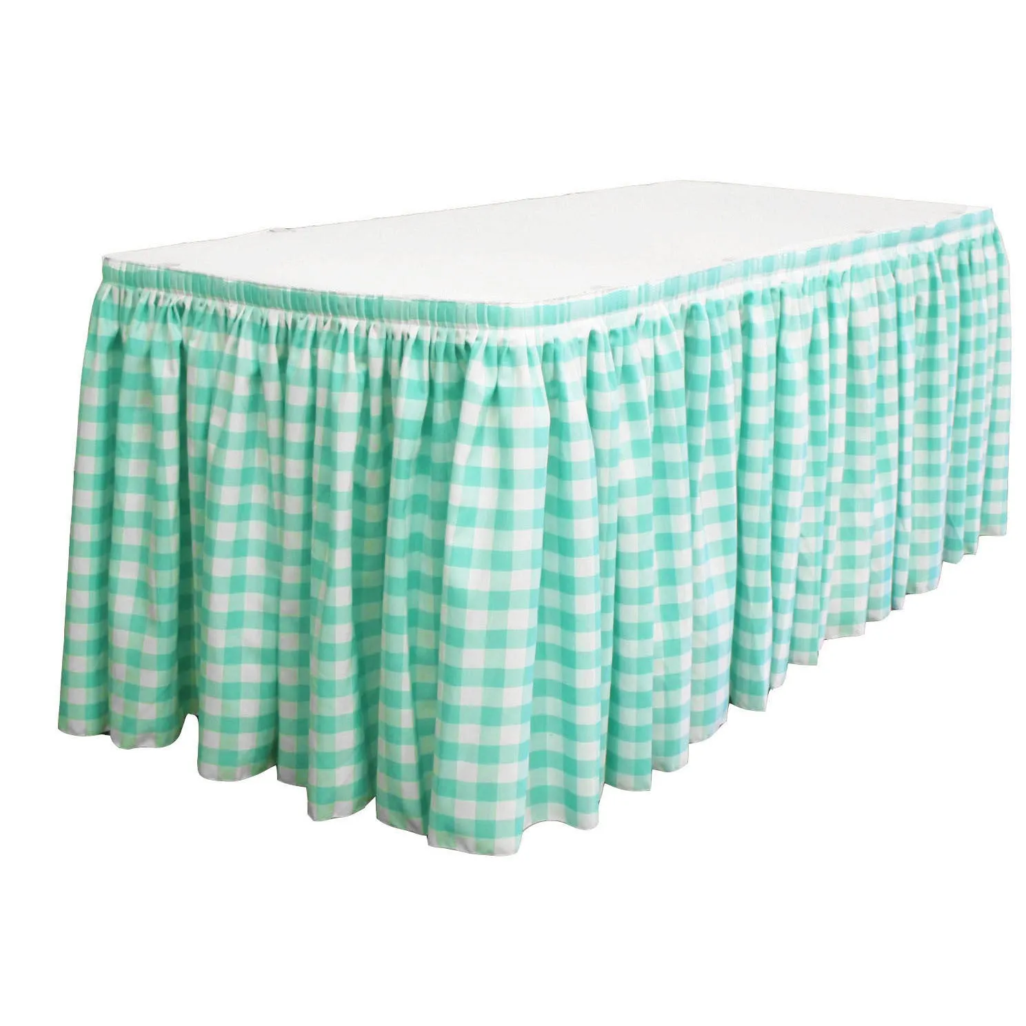 Checkered Table Skirt 17-Foot by 29-Inch Long with 10 L-Clips