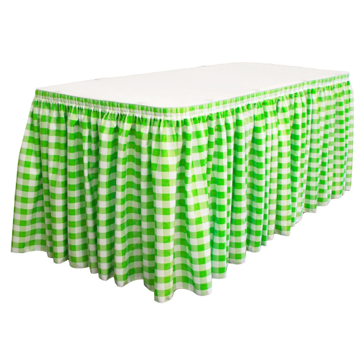 Checkered Table Skirt 17-Foot by 29-Inch Long with 10 L-Clips