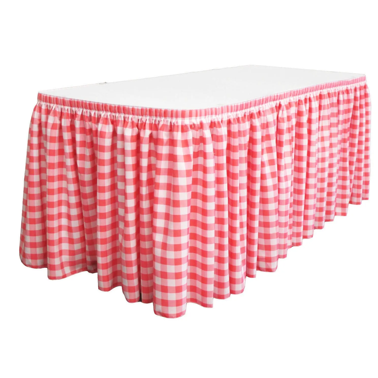 Checkered Table Skirt 17-Foot by 29-Inch Long with 10 L-Clips