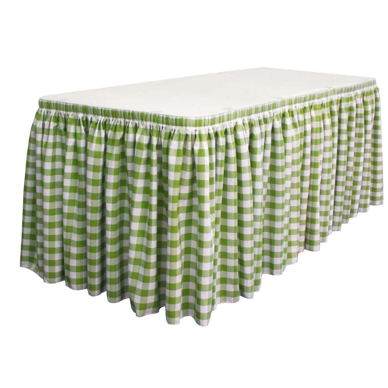 Checkered Table Skirt 17-Foot by 29-Inch Long with 10 L-Clips