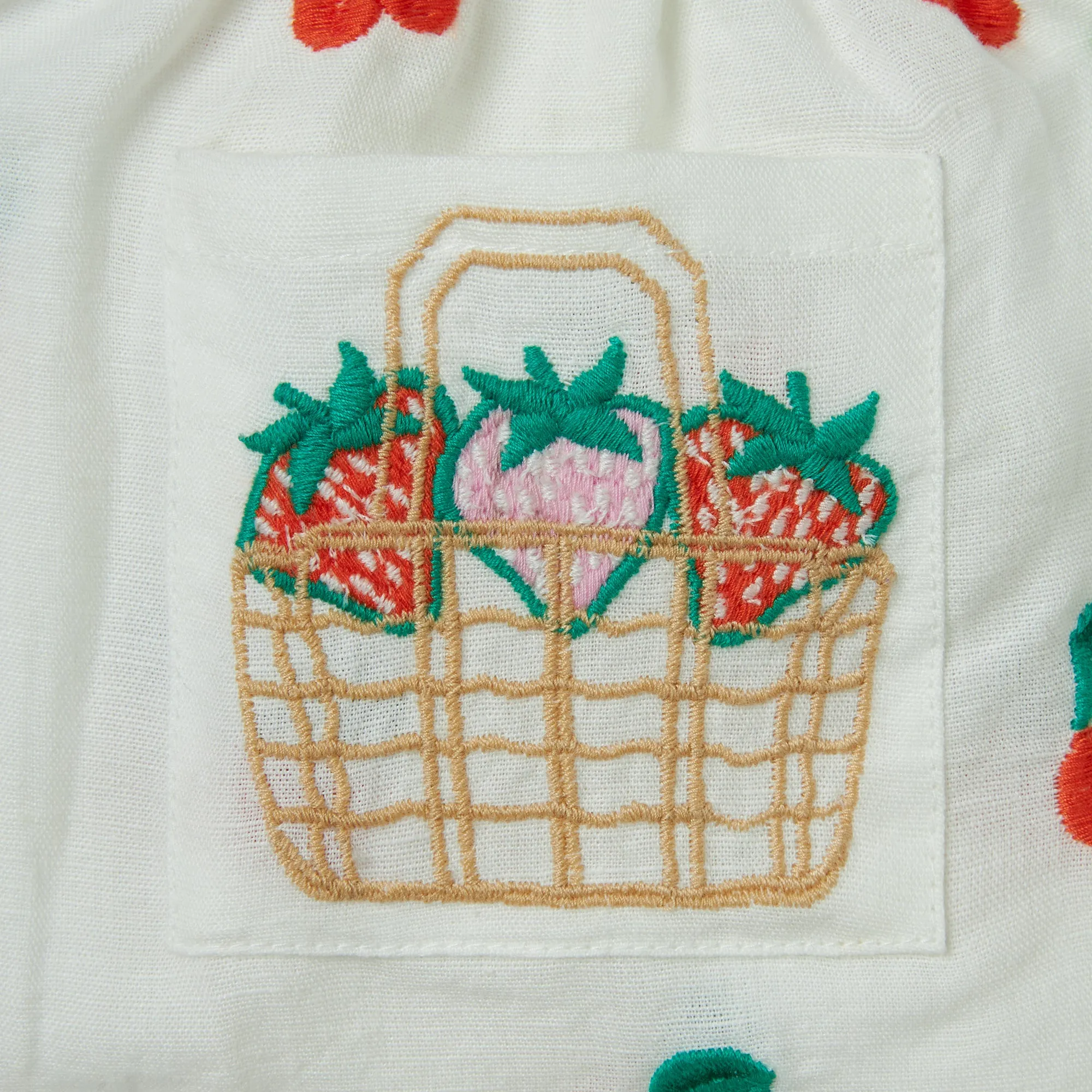 Cherry Embroidered Blouse and Bloomer Set