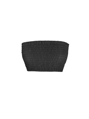 Ciara Silk Smocking Bandeau Black