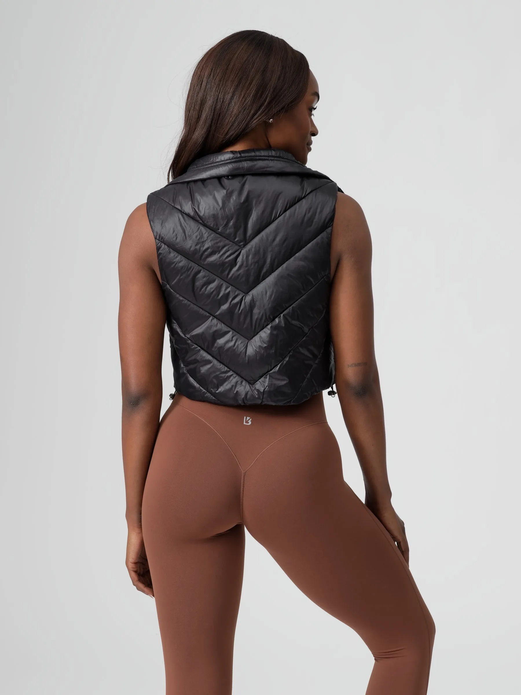Cinch Waist Puffer Vest - Onyx Black