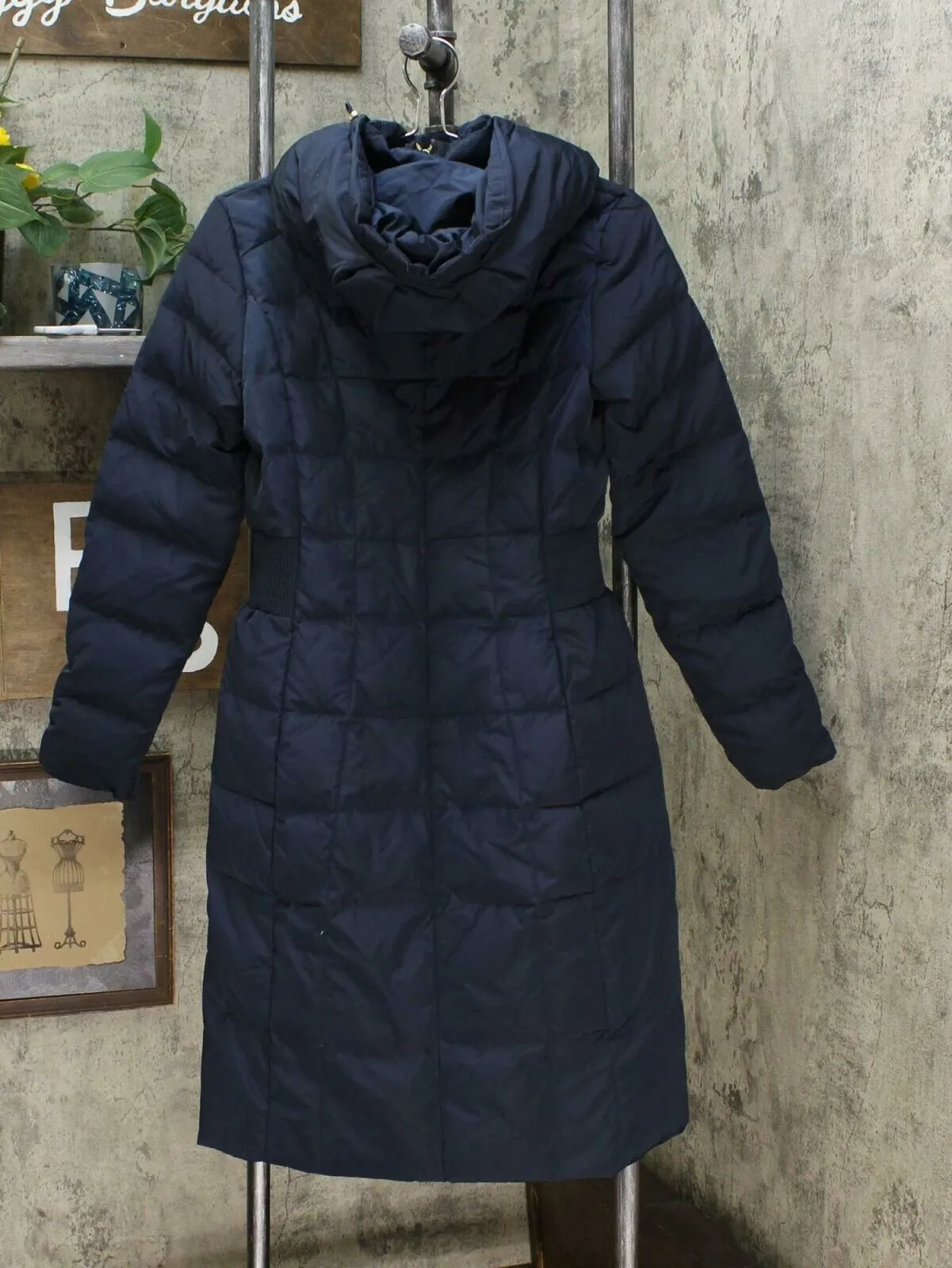 Cole Haan Women's Box Quilt Down Puffer Coat Navy XS