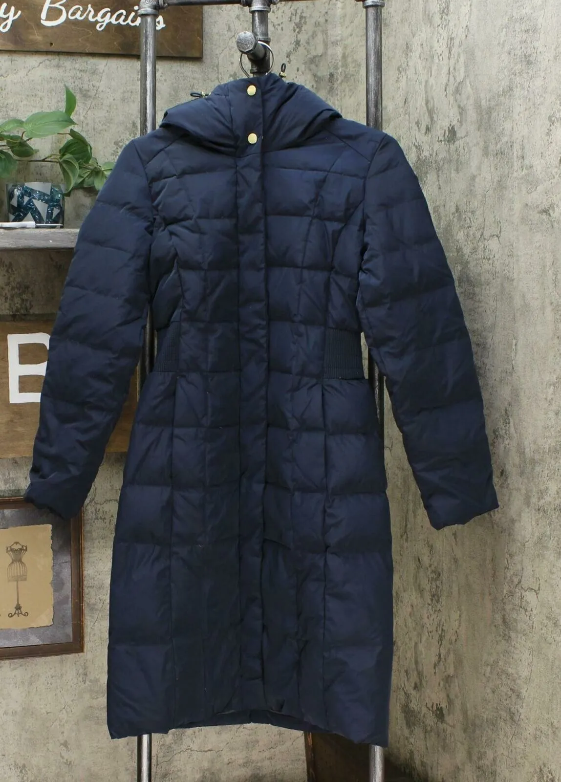 Cole Haan Women's Box Quilt Down Puffer Coat Navy XS