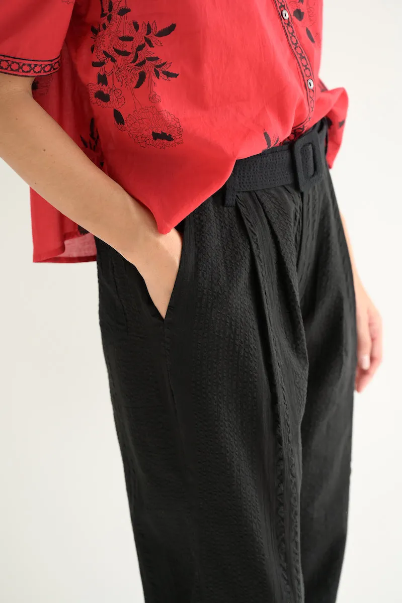 Colette Noir Seersucker Pant in Black