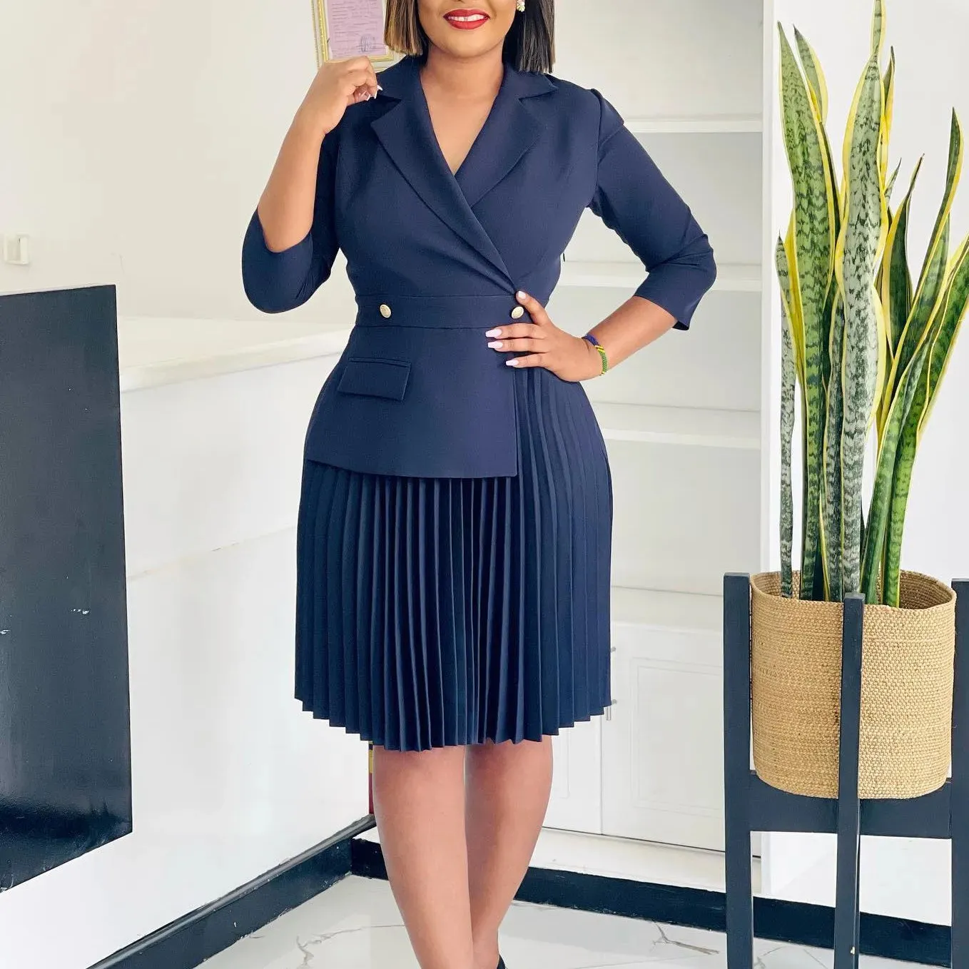 Collar Pleated Suit