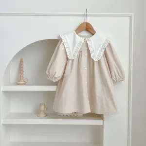 Cotton Dress With Contrasted Collar