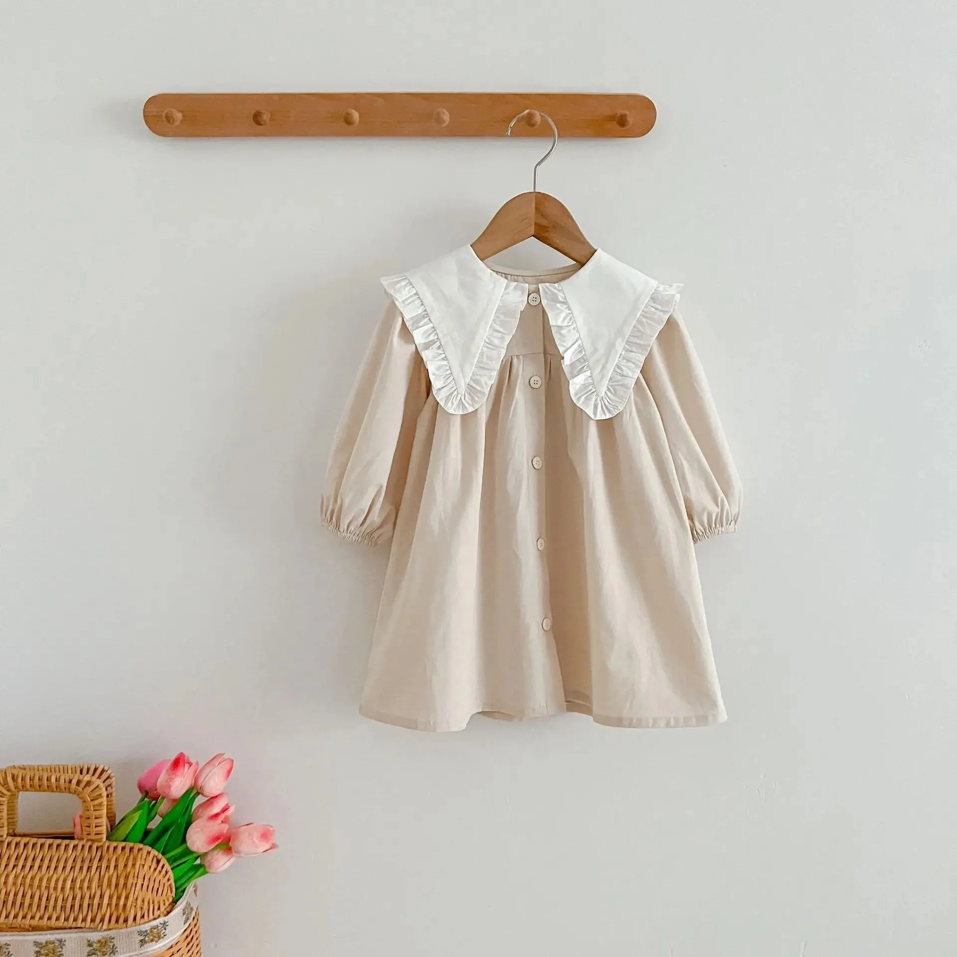 Cotton Dress With Contrasted Collar