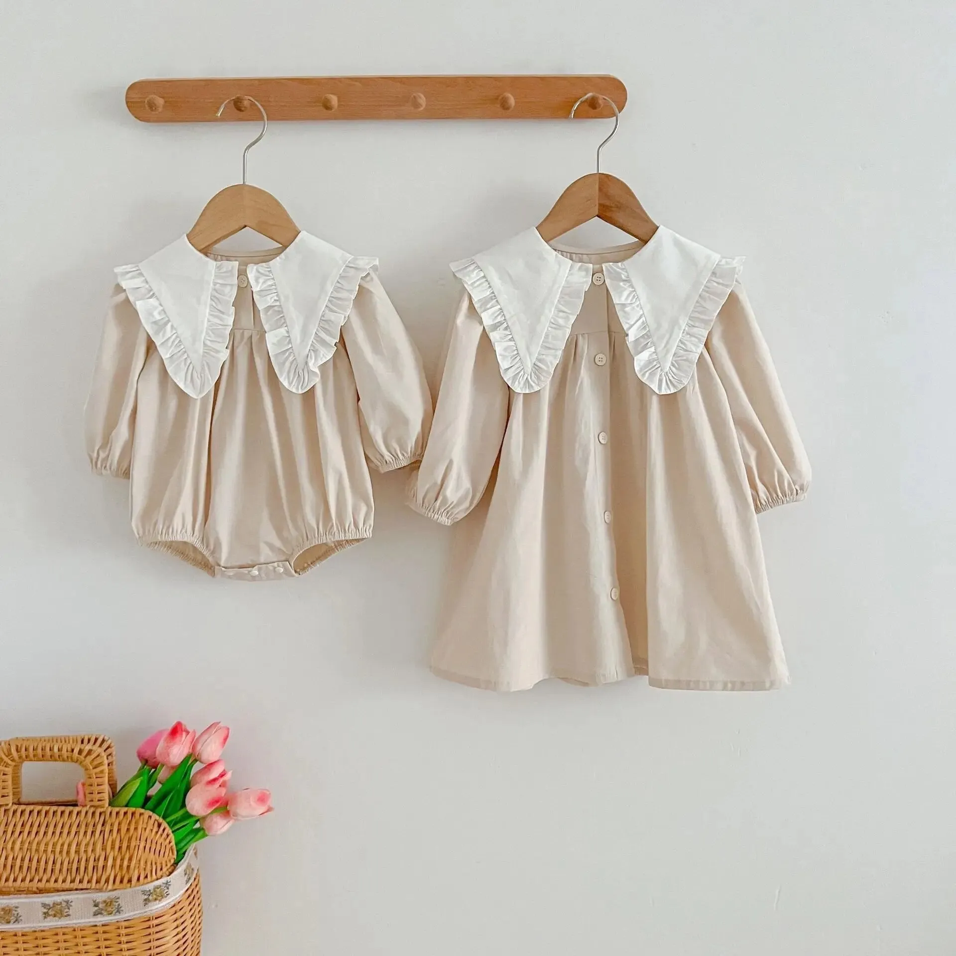 Cotton Dress With Contrasted Collar