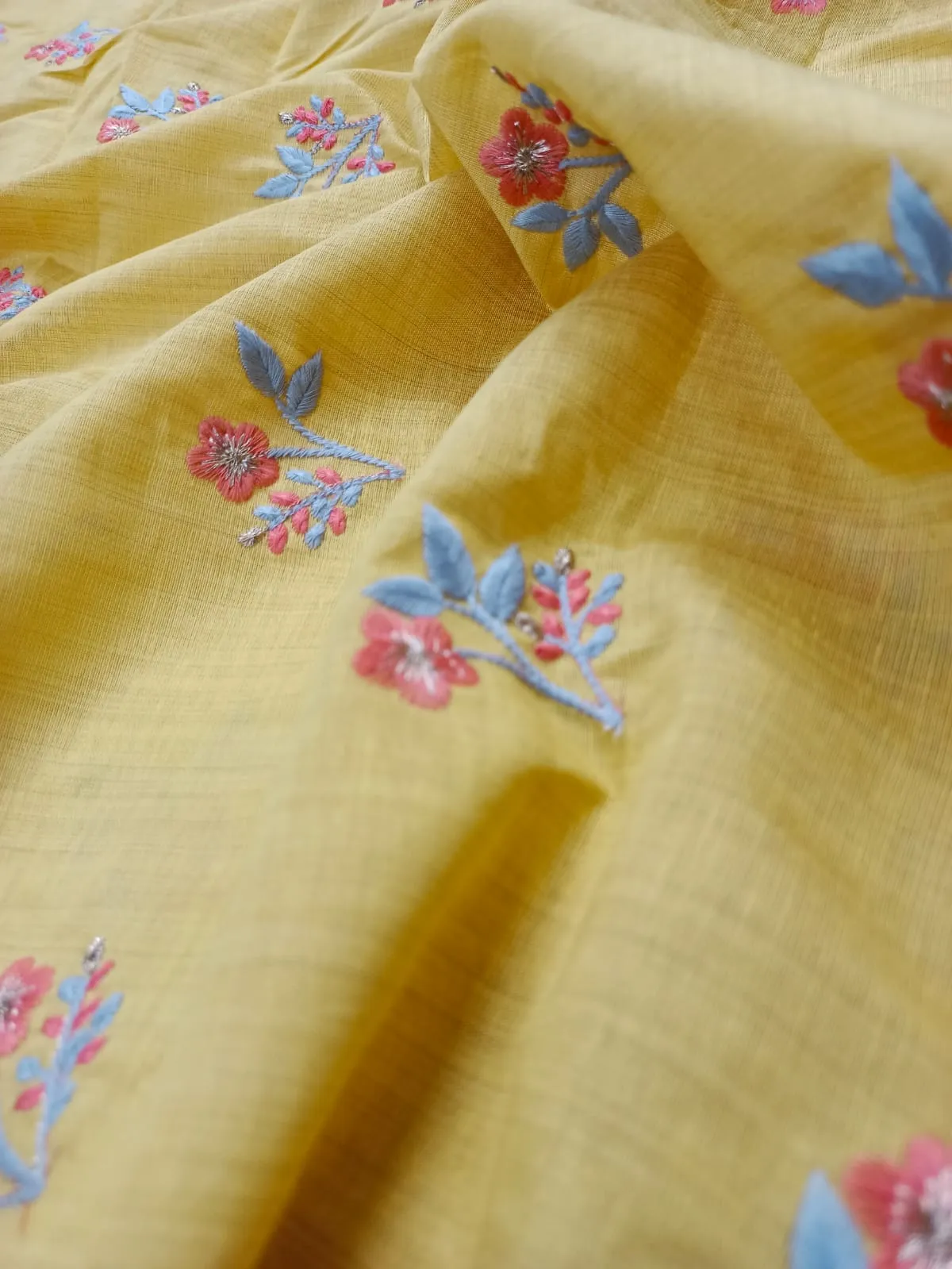 Cotton Linen Embroidered Fabric