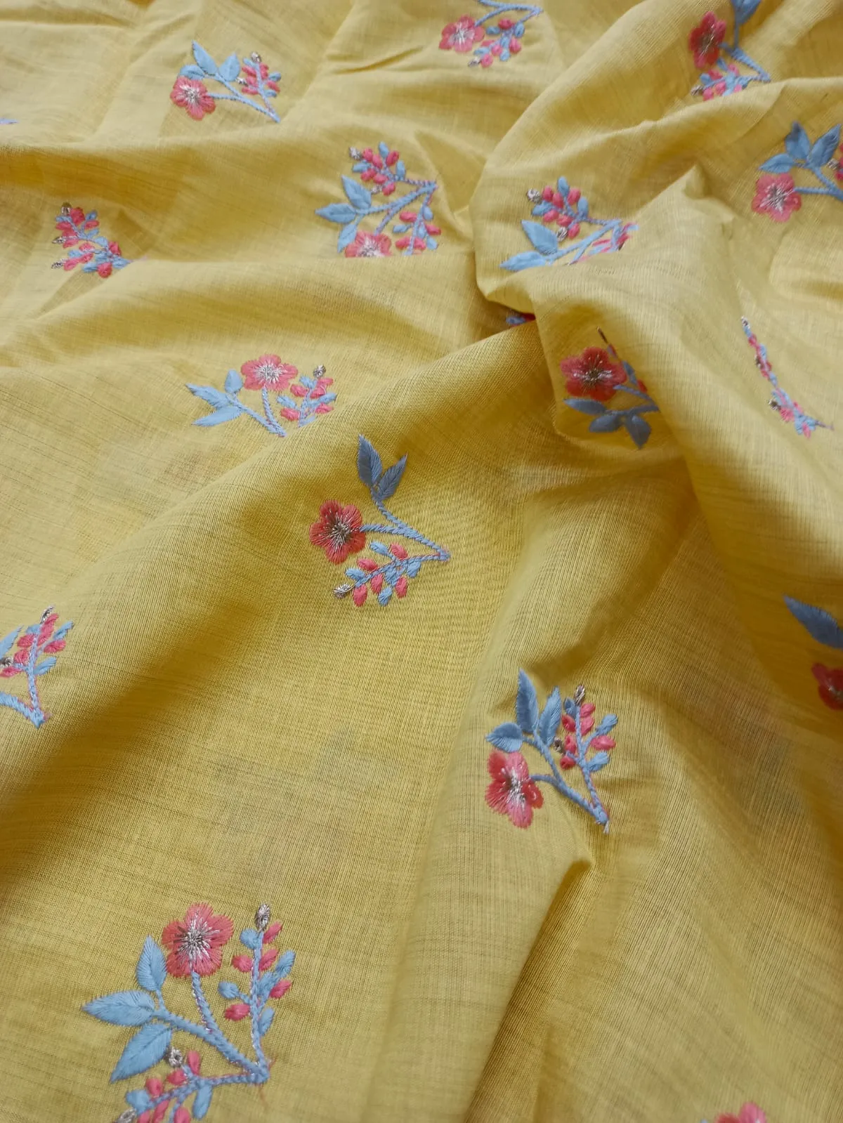Cotton Linen Embroidered Fabric