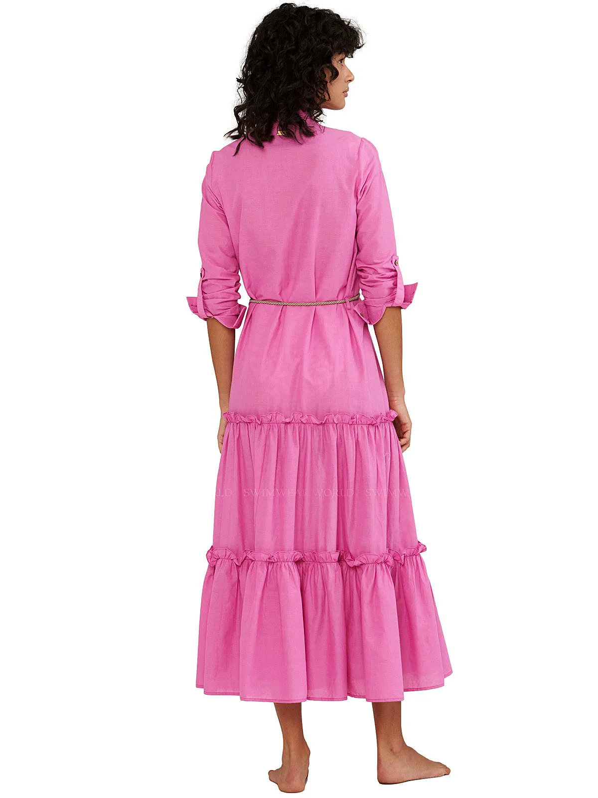 Cotton Ruffled Long Camisole ::RET