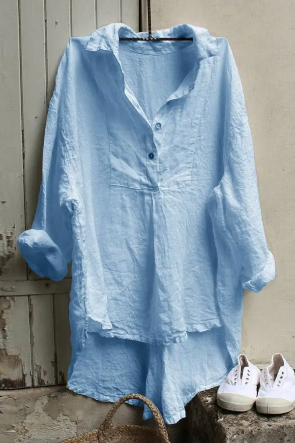 Cotton Solid Color Blouse