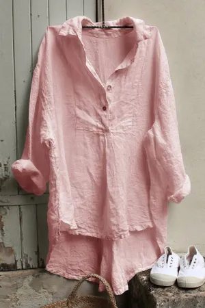 Cotton Solid Color Blouse