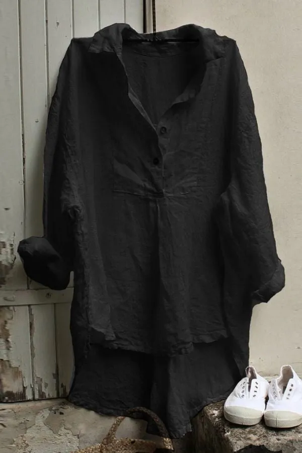 Cotton Solid Color Blouse