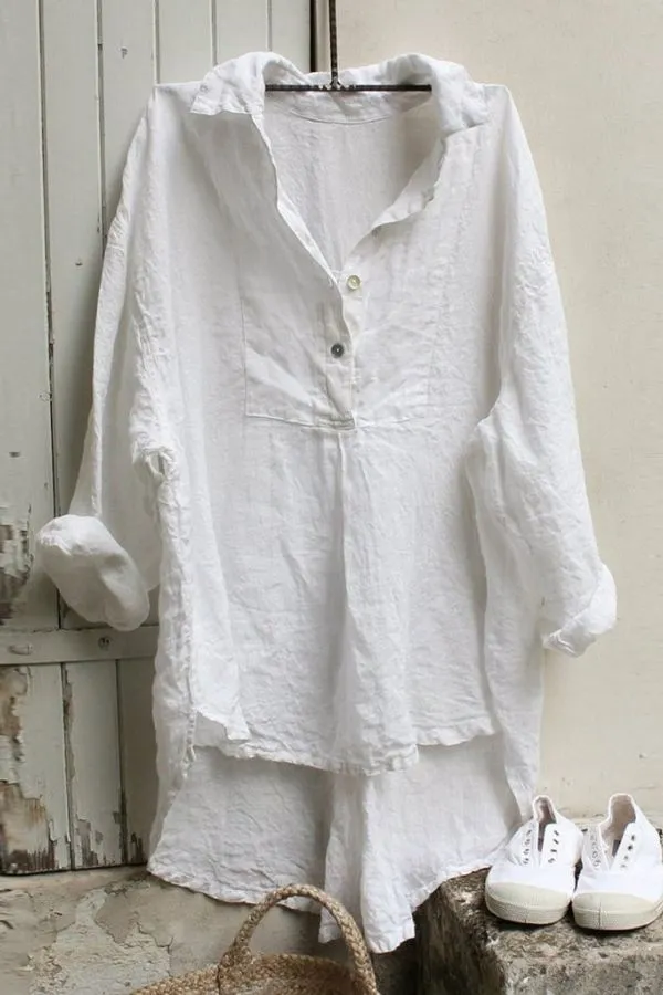 Cotton Solid Color Blouse