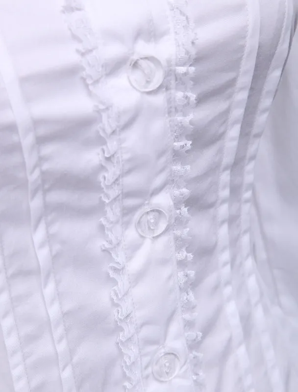 Cotton White Ruffles Long Sleeves Lolita Blouse