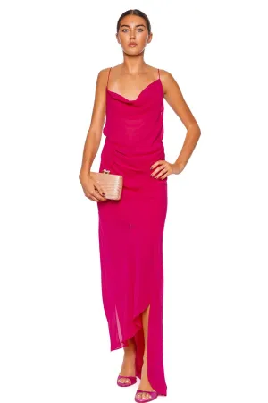 Cowl Hip Silk Slip Dress