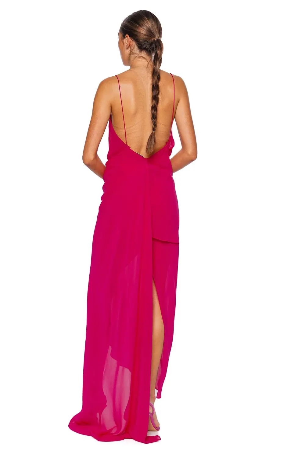 Cowl Hip Silk Slip Dress