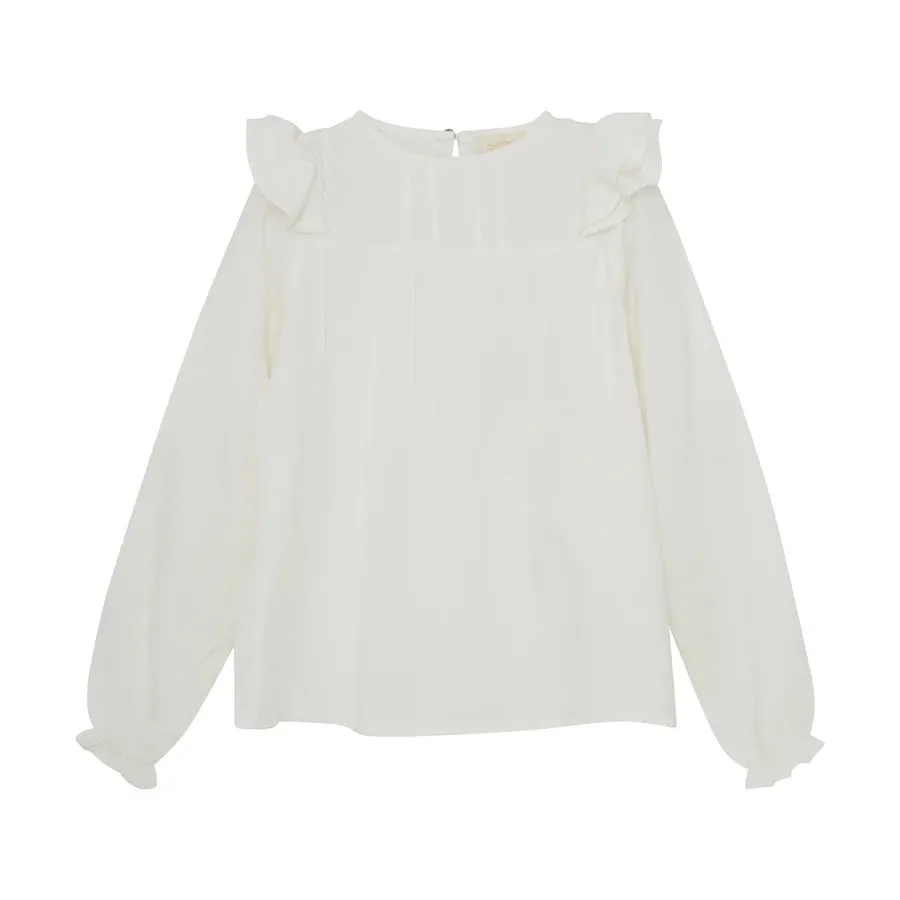 Creamie Dobby Ruffle Blouse