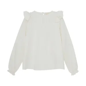 Creamie Dobby Ruffle Blouse