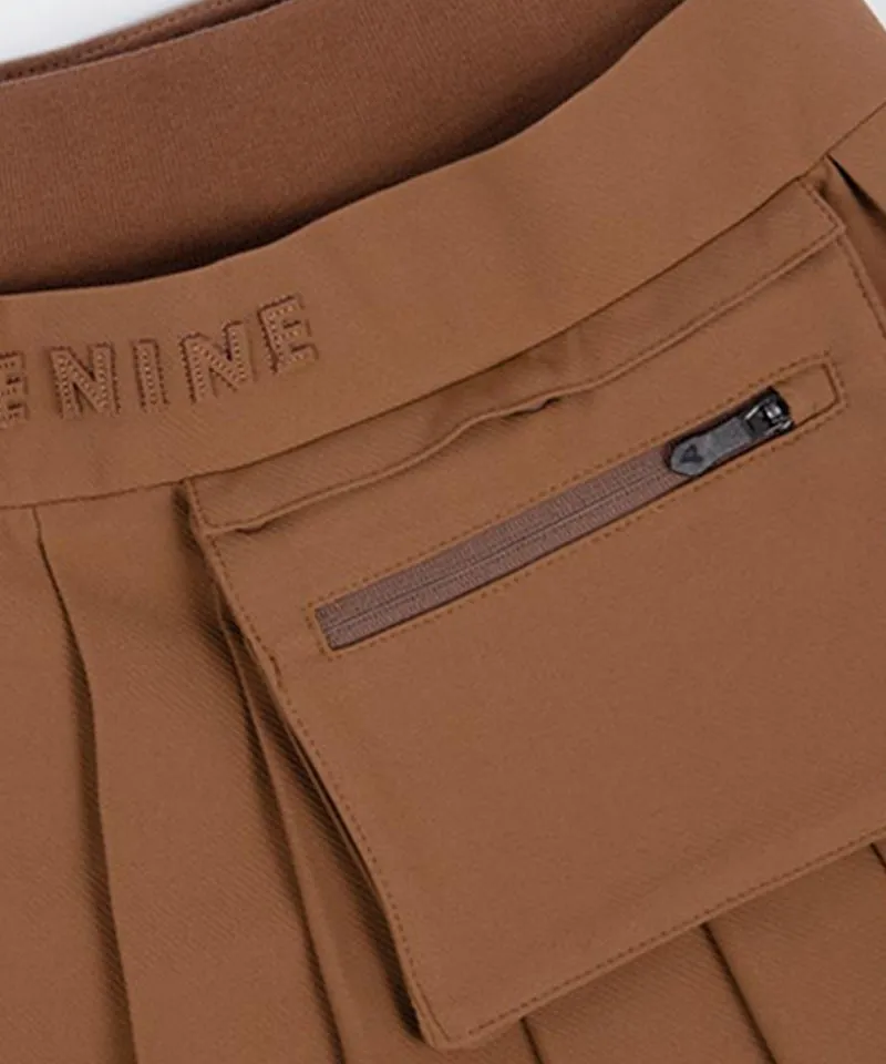 CREVE NINE: Shibori Pleated Skirt - Camel