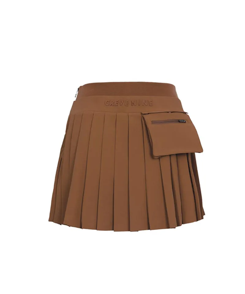 CREVE NINE: Shibori Pleated Skirt - Camel