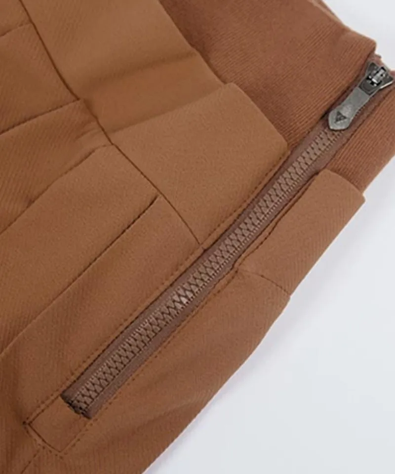 CREVE NINE: Shibori Pleated Skirt - Camel
