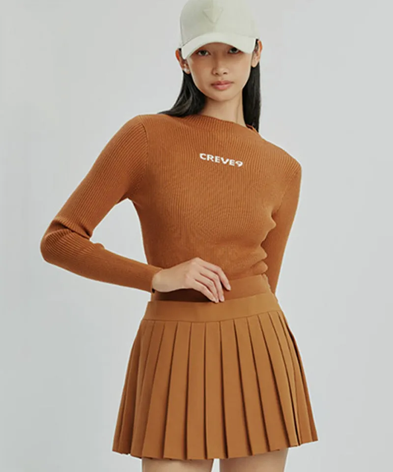 CREVE NINE: Shibori Pleated Skirt - Camel