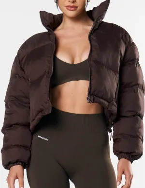 Cropped Puffer - Brown
