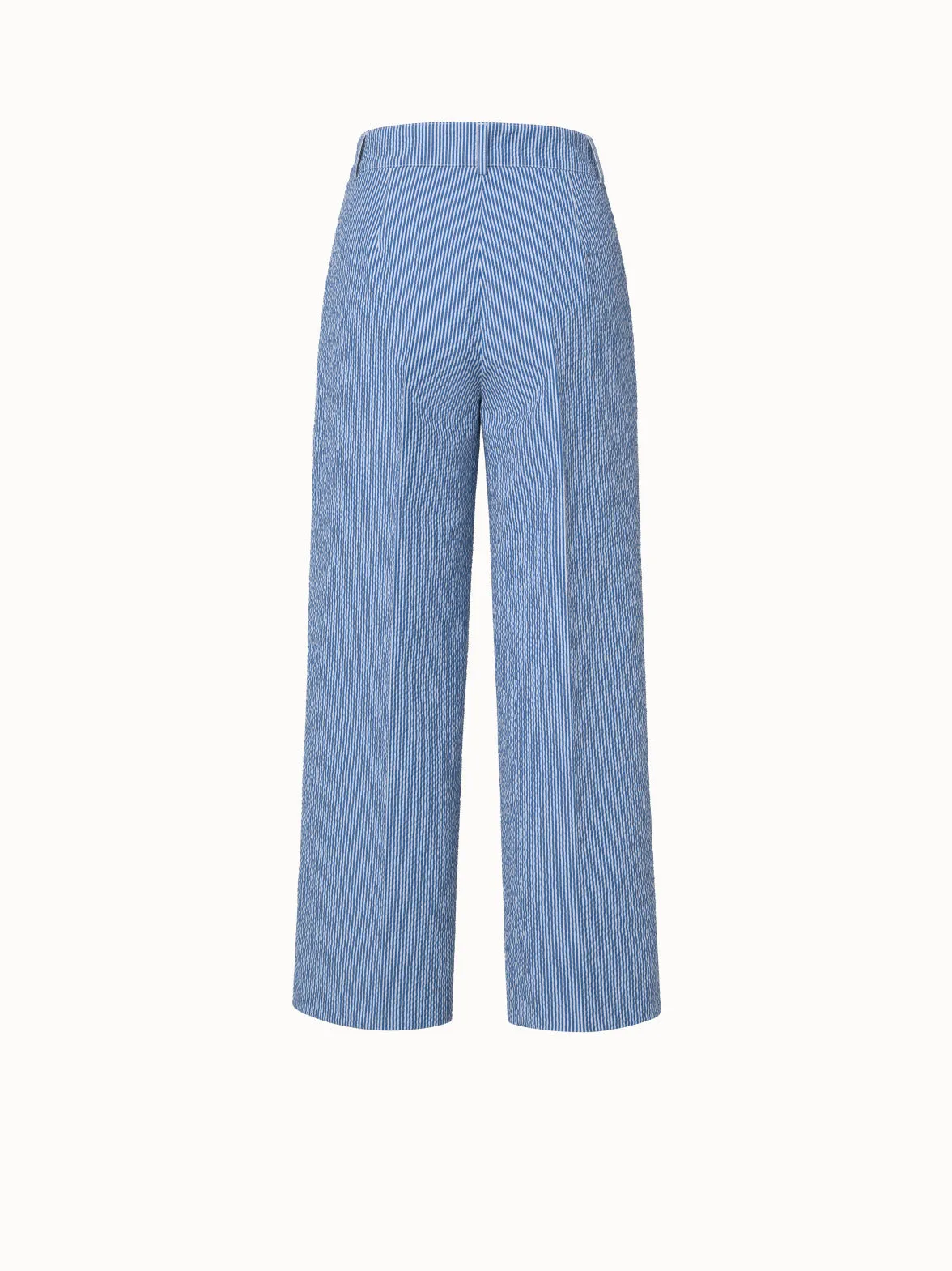 Cropped Wide Cotton Stretch Seersucker Pants