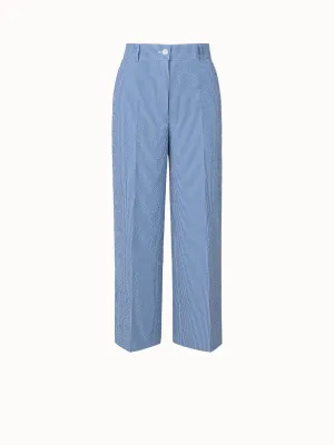 Cropped Wide Cotton Stretch Seersucker Pants