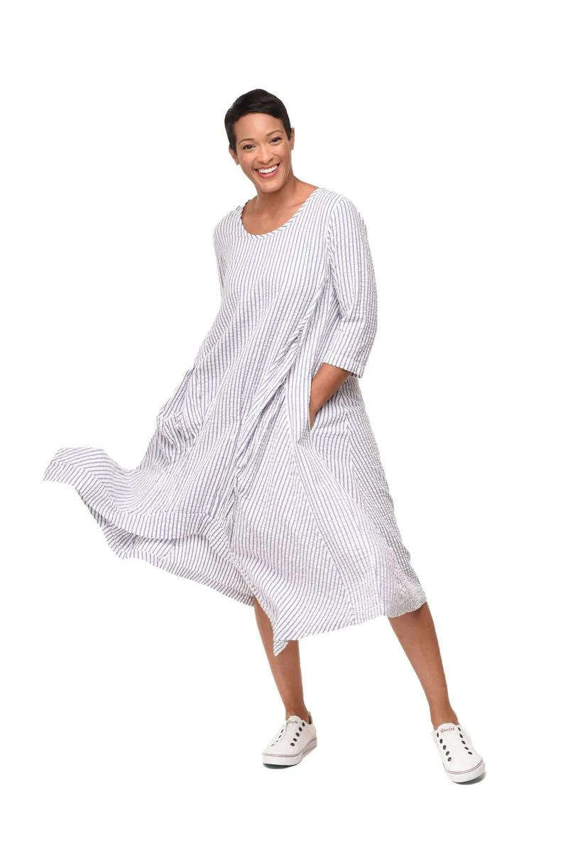 CV49 Lexi Dress in White Marina Seersucker Stripe*