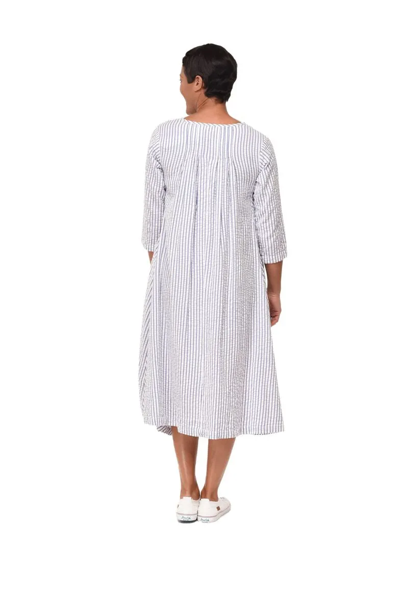 CV49 Lexi Dress in White Marina Seersucker Stripe*