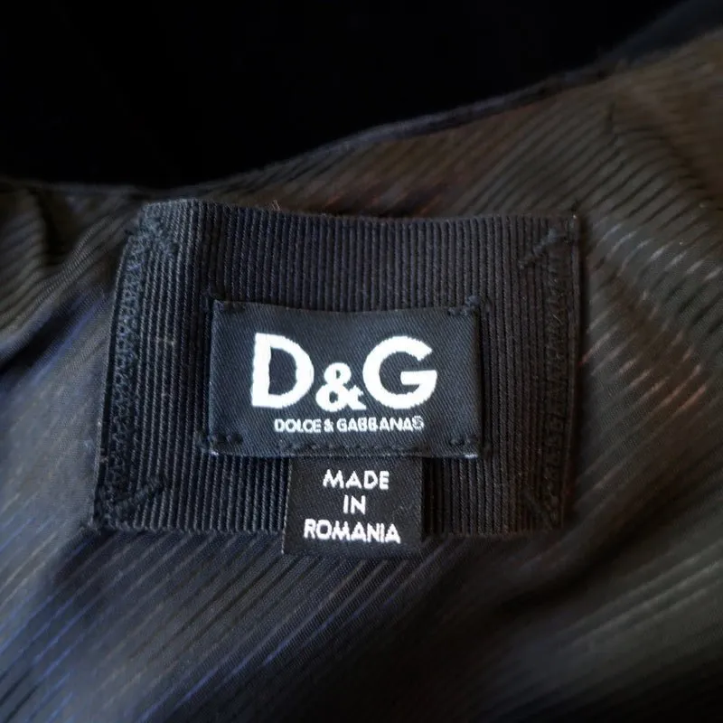 D&G Dolce & Gabbana Velvet Dress Black Size 42 Sleeveless Sheath