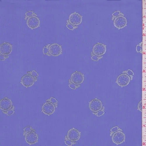 Dark Lilac/Silver Clock Georgette Fabric