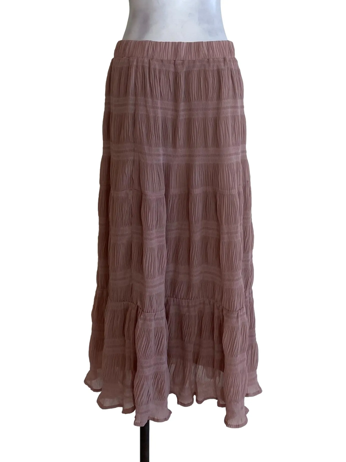 Dark Salmon Pleated Skirt