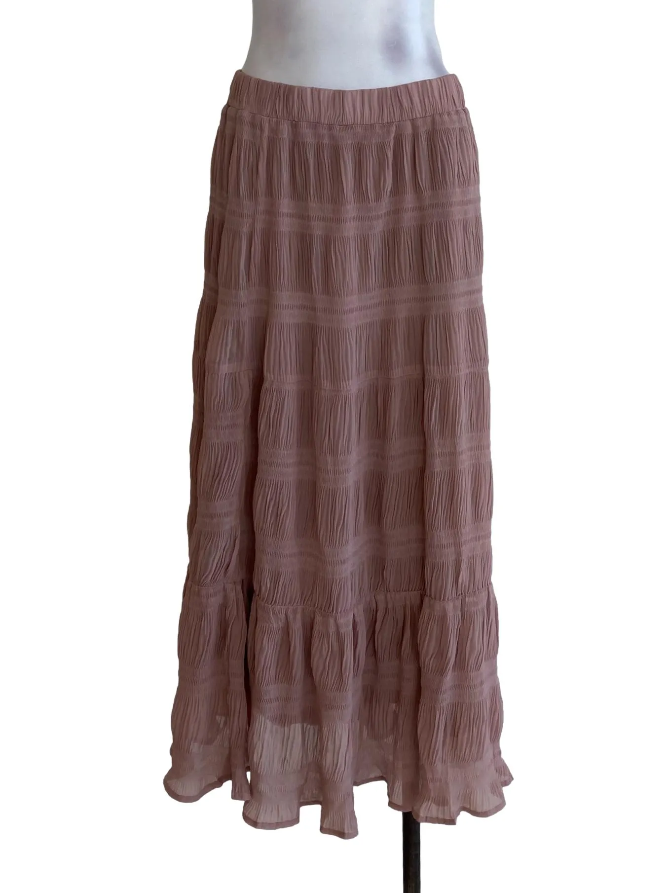 Dark Salmon Pleated Skirt