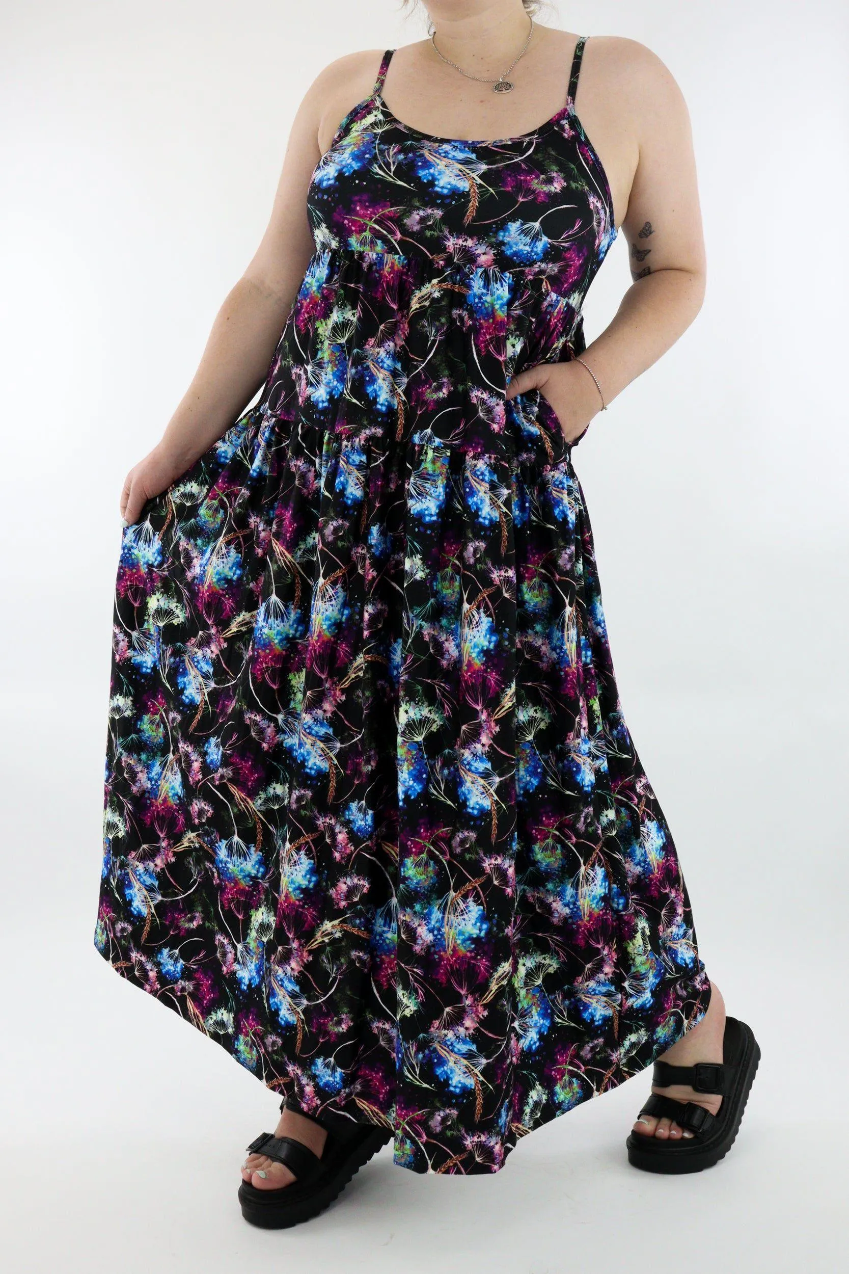 Dazzle Dandelion - Strappy Maxi Dress - Pockets