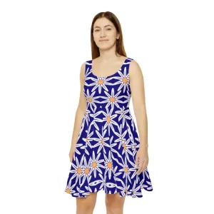 Dazzle with Mesmerizing White Flower Skater Dress