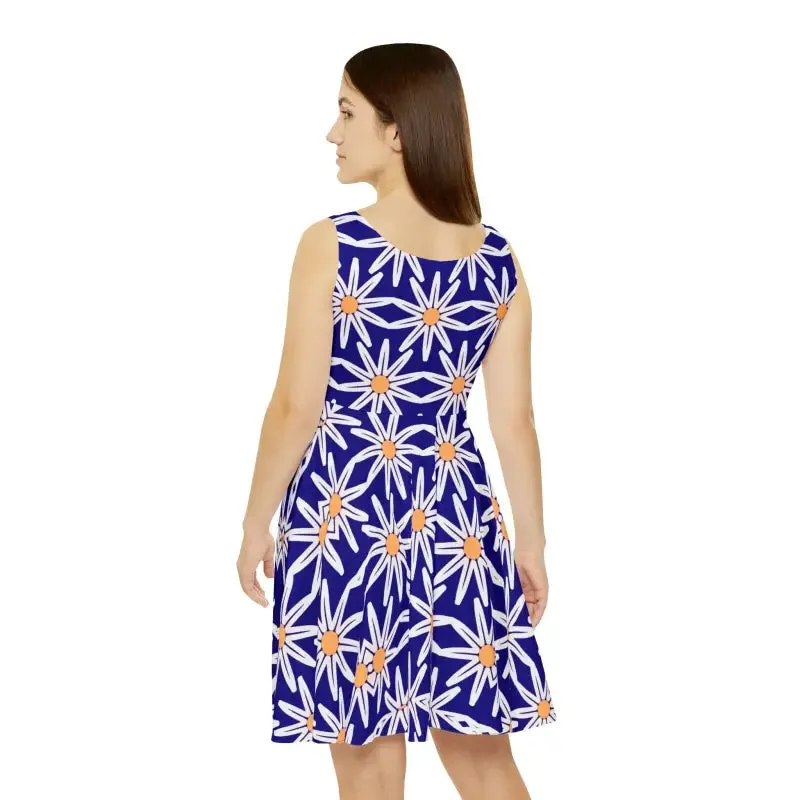 Dazzle with Mesmerizing White Flower Skater Dress