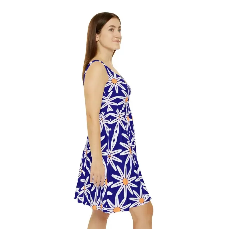 Dazzle with Mesmerizing White Flower Skater Dress