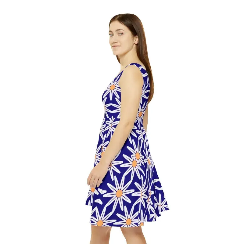 Dazzle with Mesmerizing White Flower Skater Dress