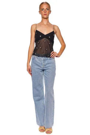 Demi Noir Embellished Silk Blouse